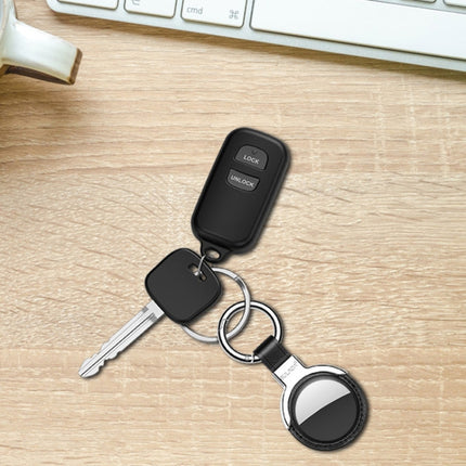 SULADA Leather Protective Cover Case with Switchable Keychain Ring For AirTag 2nd Gen / AirTag 1st Gen