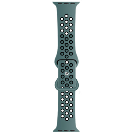 Butterfly Buckle Dual-tone Liquid Silicone Replacement Watchband For Apple Watch Series, 7 41mm / 6 & SE & 5 & 4 40mm / 3 & 2 & 1 38mm