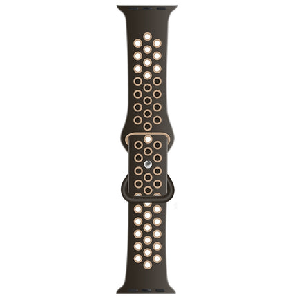 Butterfly Buckle Dual-tone Liquid Silicone Replacement Watchband For Apple Watch Series, 7 45mm / 6 & SE & 5 & 4 44mm / 3 & 2 & 1 42mm