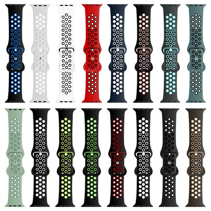 Butterfly Buckle Dual-tone Liquid Silicone Replacement Watchband For Apple Watch Series, 7 45mm / 6 & SE & 5 & 4 44mm / 3 & 2 & 1 42mm