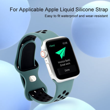 Butterfly Buckle Dual-tone Liquid Silicone Replacement Watchband For Apple Watch Series, 7 45mm / 6 & SE & 5 & 4 44mm / 3 & 2 & 1 42mm