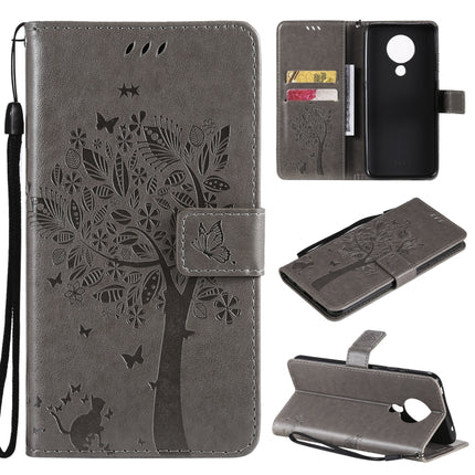 Tree & Cat Pattern Pressed Printing Horizontal Flip PU Leather Case with Holder & Card Slots & Wallet & Lanyard, For Nokia X10, For Nokia 5.3