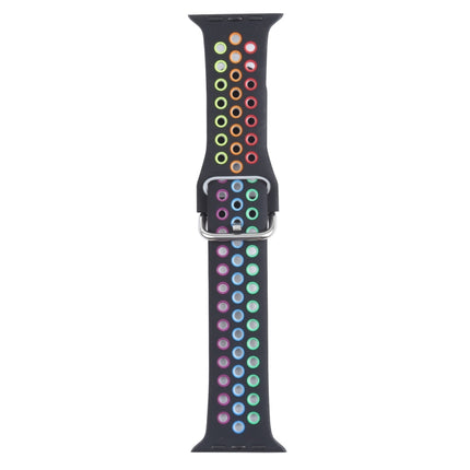 Metal Buckle Silicone Replacement Watchband For Apple Watch Series, 7 41mm / 6 & SE & 5 & 4 40mm / 3 & 2 & 1 38mm