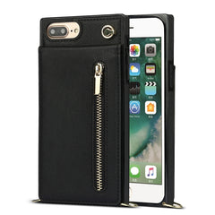 Quadratische Cross-Body-Reißverschluss-TPU+PU-Rückseitenhülle mit Halterung &amp; Kartenfächern &amp; Geldbörse &amp; Riemen, für iPhone 8 Plus / 7 Plus, für iPhone 11, für iPhone 11 Pro, für iPhone 11 Pro Max, für iPhone 12 mini, für iPhone 12 / 12 Pro