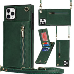 Quadratische Cross-Body-Reißverschluss-TPU+PU-Rückseitenhülle mit Halterung &amp; Kartenfächern &amp; Geldbörse &amp; Riemen, für iPhone 8 Plus / 7 Plus, für iPhone 11, für iPhone 11 Pro, für iPhone 11 Pro Max, für iPhone 12 mini, für iPhone 12 / 12 Pro