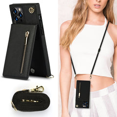 Cross-body Zipper Square TPU+PU Back Cover Case with Holder & Card Slots & Wallet & Strap, For iPhone 12 Pro Max, For iPhone SE 2022 / SE 2020 / 8 / 7, For iPhone XS / X, For iPhone XR, For iPhone XS Max