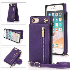 Cross-body Zipper Square TPU+PU Back Cover Case with Holder & Card Slots & Wallet & Strap, For iPhone 12 Pro Max, For iPhone SE 2022 / SE 2020 / 8 / 7, For iPhone XS / X, For iPhone XR, For iPhone XS Max