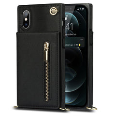 Cross-body Zipper Square TPU+PU Back Cover Case with Holder & Card Slots & Wallet & Strap, For iPhone XS / X, For iPhone XR, For iPhone XS Max