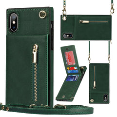 Cross-body Zipper Square TPU+PU Back Cover Case with Holder & Card Slots & Wallet & Strap, For iPhone 12 Pro Max, For iPhone SE 2022 / SE 2020 / 8 / 7, For iPhone XS / X, For iPhone XR, For iPhone XS Max