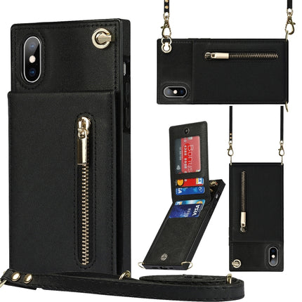 Cross-body Zipper Square TPU+PU Back Cover Case with Holder & Card Slots & Wallet & Strap, For iPhone XS / X, For iPhone XR, For iPhone XS Max