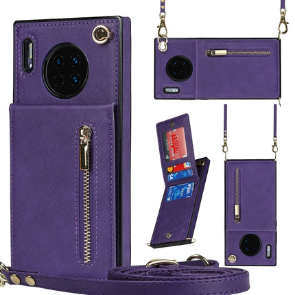 Cross-body Zipper Square TPU+PU Back Cover Case with Holder & Card Slots & Wallet & Strap, For Huawei Mate 30, For Huawei Mate 30 Pro, For Huawei P30, For Huawei P30 Lite