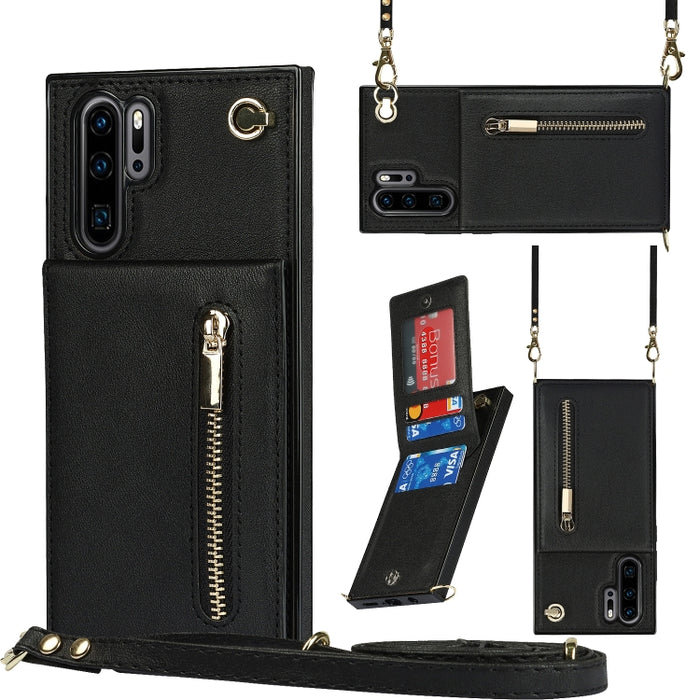 Cross-body Zipper Square TPU+PU Back Cover Case with Holder & Card Slots & Wallet & Strap, For Huawei P30 Pro, For Huawei P40, For Huawei P40 Pro