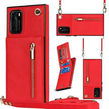 Cross-body Zipper Square TPU+PU Back Cover Case with Holder & Card Slots & Wallet & Strap, For Huawei P30 Pro, For Huawei P40, For Huawei P40 Pro