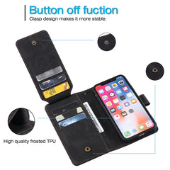 Funda de piel sintética con tapa horizontal para negocios, con soporte, ranuras para varias tarjetas, billetera, cordón y marco para fotos, para iPhone XS/X, iPhone XR, iPhone XS Max, iPhone 8 Plus/7 Plus, iPhone SE 2022/SE 2020/8/7