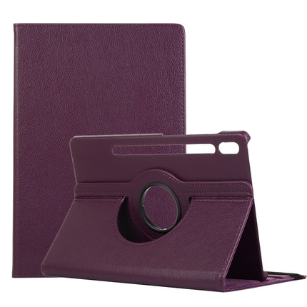 Litchi Texture Horizontal Flip 360 Degrees Rotation Leather Case with Holder, For Samsung Galaxy Tab S7 FE T730