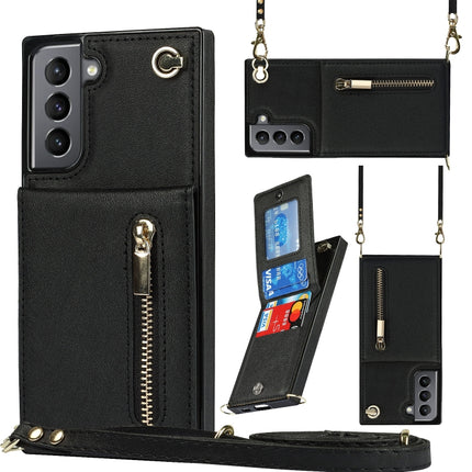 Cross-body Zipper Square TPU+PU Back Cover Case with Holder & Card Slots & Wallet & Strap, For Samsung Galaxy S21 5G, For Samsung Galaxy S21+ 5G, For Samsung Galaxy S21 Ultra 5G, For Samsung Galaxy S20