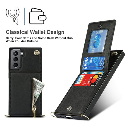 Cross-body Zipper Square TPU+PU Back Cover Case with Holder & Card Slots & Wallet & Strap, For Samsung Galaxy S21 5G, For Samsung Galaxy S21+ 5G, For Samsung Galaxy S21 Ultra 5G, For Samsung Galaxy S20