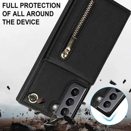 Cross-body Zipper Square TPU+PU Back Cover Case with Holder & Card Slots & Wallet & Strap, For Samsung Galaxy S21 5G, For Samsung Galaxy S21+ 5G, For Samsung Galaxy S21 Ultra 5G, For Samsung Galaxy S20