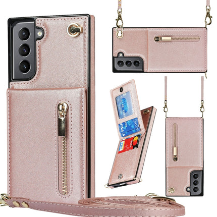 Cross-body Zipper Square TPU+PU Back Cover Case with Holder & Card Slots & Wallet & Strap, For Samsung Galaxy S21 5G, For Samsung Galaxy S21+ 5G, For Samsung Galaxy S21 Ultra 5G, For Samsung Galaxy S20