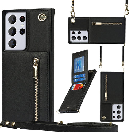 Cross-body Zipper Square TPU+PU Back Cover Case with Holder & Card Slots & Wallet & Strap, For Samsung Galaxy S21 5G, For Samsung Galaxy S21+ 5G, For Samsung Galaxy S21 Ultra 5G, For Samsung Galaxy S20