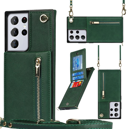 Cross-body Zipper Square TPU+PU Back Cover Case with Holder & Card Slots & Wallet & Strap, For Samsung Galaxy S21 5G, For Samsung Galaxy S21+ 5G, For Samsung Galaxy S21 Ultra 5G, For Samsung Galaxy S20