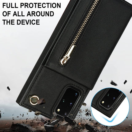 Cross-body Zipper Square TPU+PU Back Cover Case with Holder & Card Slots & Wallet & Strap, For Samsung Galaxy S20+, For Samsung Galaxy S20 Ultra, For Samsung Galaxy S20 FE 5G, For Samsung Galaxy Note20 Ultra