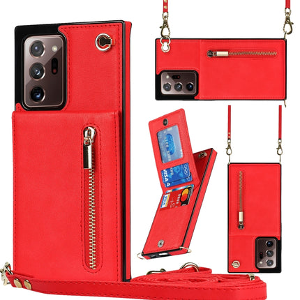 Cross-body Zipper Square TPU+PU Back Cover Case with Holder & Card Slots & Wallet & Strap, For Samsung Galaxy S20+, For Samsung Galaxy S20 Ultra, For Samsung Galaxy S20 FE 5G, For Samsung Galaxy Note20 Ultra