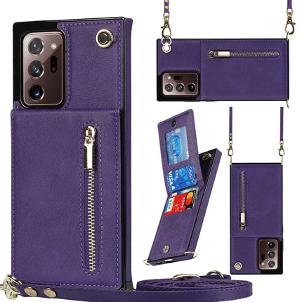 Cross-body Zipper Square TPU+PU Back Cover Case with Holder & Card Slots & Wallet & Strap, For Samsung Galaxy S20+, For Samsung Galaxy S20 Ultra, For Samsung Galaxy S20 FE 5G, For Samsung Galaxy Note20 Ultra