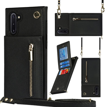 Cross-body Zipper Square TPU+PU Back Cover Case with Holder & Card Slots & Wallet & Strap, For Samsung Galaxy Note10, For Samsung Galaxy Note10+, For Samsung Galaxy S10, For Samsung Galaxy S10 Plus