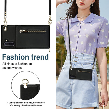 Cross-body Zipper Square TPU+PU Back Cover Case with Holder & Card Slots & Wallet & Strap, For Samsung Galaxy Note10, For Samsung Galaxy Note10+, For Samsung Galaxy S10, For Samsung Galaxy S10 Plus