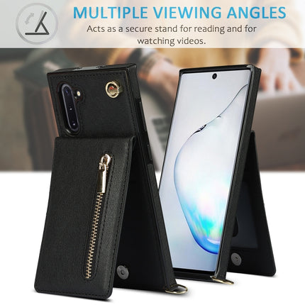 Cross-body Zipper Square TPU+PU Back Cover Case with Holder & Card Slots & Wallet & Strap, For Samsung Galaxy Note10, For Samsung Galaxy Note10+, For Samsung Galaxy S10, For Samsung Galaxy S10 Plus