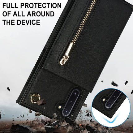 Cross-body Zipper Square TPU+PU Back Cover Case with Holder & Card Slots & Wallet & Strap, For Samsung Galaxy Note10, For Samsung Galaxy Note10+, For Samsung Galaxy S10, For Samsung Galaxy S10 Plus