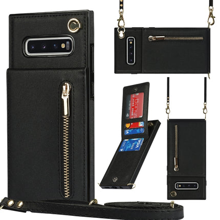 Cross-body Zipper Square TPU+PU Back Cover Case with Holder & Card Slots & Wallet & Strap, For Samsung Galaxy Note10, For Samsung Galaxy Note10+, For Samsung Galaxy S10, For Samsung Galaxy S10 Plus