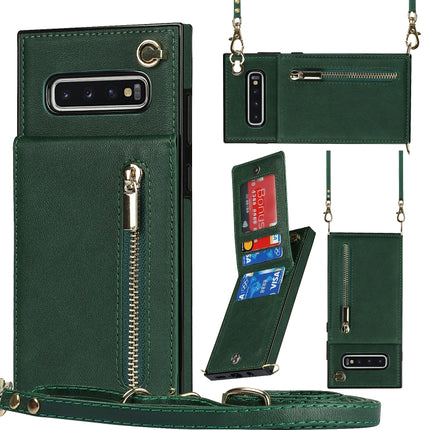 Cross-body Zipper Square TPU+PU Back Cover Case with Holder & Card Slots & Wallet & Strap, For Samsung Galaxy Note10, For Samsung Galaxy Note10+, For Samsung Galaxy S10, For Samsung Galaxy S10 Plus