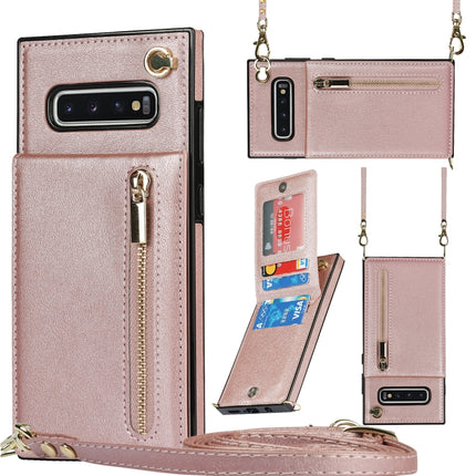 Cross-body Zipper Square TPU+PU Back Cover Case with Holder & Card Slots & Wallet & Strap, For Samsung Galaxy Note10, For Samsung Galaxy Note10+, For Samsung Galaxy S10, For Samsung Galaxy S10 Plus