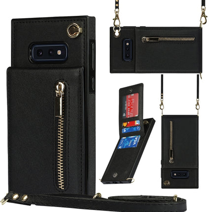 Cross-body Zipper Square TPU+PU Back Cover Case with Holder & Card Slots & Wallet & Strap, For Samsung Galaxy S10e, For Samsung Galaxy S9, For Samsung Galaxy S9 Plus, For Samsung Galaxy Note9