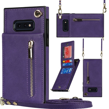 Cross-body Zipper Square TPU+PU Back Cover Case with Holder & Card Slots & Wallet & Strap, For Samsung Galaxy S10e, For Samsung Galaxy S9, For Samsung Galaxy S9 Plus, For Samsung Galaxy Note9