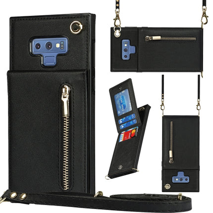 Cross-body Zipper Square TPU+PU Back Cover Case with Holder & Card Slots & Wallet & Strap, For Samsung Galaxy S10e, For Samsung Galaxy S9, For Samsung Galaxy S9 Plus, For Samsung Galaxy Note9