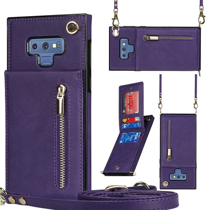 Cross-body Zipper Square TPU+PU Back Cover Case with Holder & Card Slots & Wallet & Strap, For Samsung Galaxy S10e, For Samsung Galaxy S9, For Samsung Galaxy S9 Plus, For Samsung Galaxy Note9