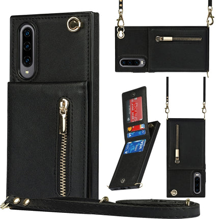 Cross-body Zipper Square TPU+PU Back Cover Case with Holder & Card Slots & Wallet & Strap, For Samsung Galaxy A90 5G