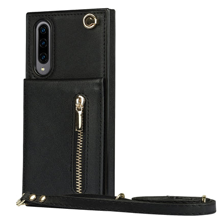 Cross-body Zipper Square TPU+PU Back Cover Case with Holder & Card Slots & Wallet & Strap, For Samsung Galaxy A90 5G