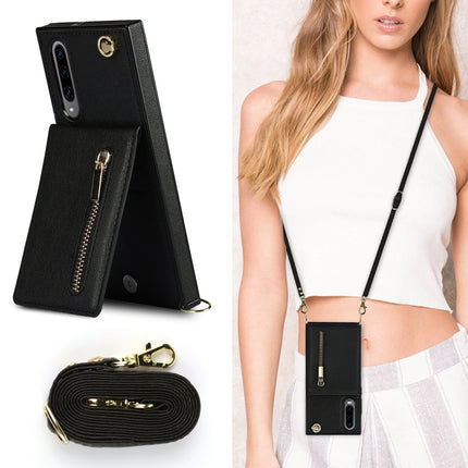 Cross-body Zipper Square TPU+PU Back Cover Case with Holder & Card Slots & Wallet & Strap, For Samsung Galaxy A90 5G