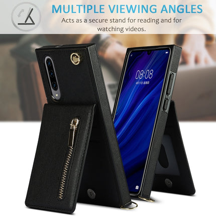 Cross-body Zipper Square TPU+PU Back Cover Case with Holder & Card Slots & Wallet & Strap, For Samsung Galaxy A90 5G