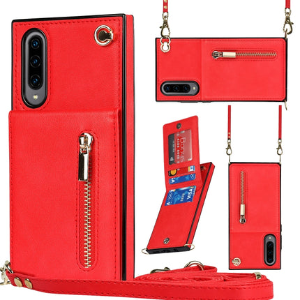 Cross-body Zipper Square TPU+PU Back Cover Case with Holder & Card Slots & Wallet & Strap, For Samsung Galaxy A90 5G