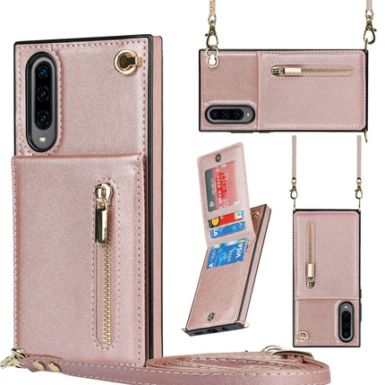 Cross-body Zipper Square TPU+PU Back Cover Case with Holder & Card Slots & Wallet & Strap, For Samsung Galaxy A90 5G