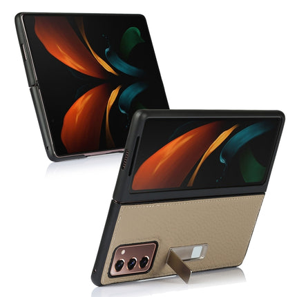 Lychee Texture Leather Protective Case with Holder, For Samsung Galaxy Z Fold2 5G