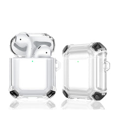 Four Corners Anti-fall Wireless Earphone Dual-color PC Protective Case with Hook, For AirPods 1/2, For AirPods Pro