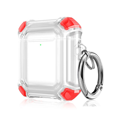 Four Corners Anti-fall Wireless Earphone Dual-color PC Protective Case with Hook, For AirPods 1/2, For AirPods Pro