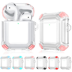 Four Corners Anti-fall Wireless Earphone Dual-color PC Protective Case with Hook, For AirPods 1/2, For AirPods Pro