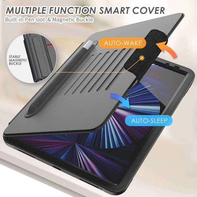 Funda de cuero con tapa horizontal magnética Smart B con soporte de 7 velocidades, ranuras para tarjetas, ranura para bolígrafo y función de suspensión/activación, para iPad Pro 11 2022/2021